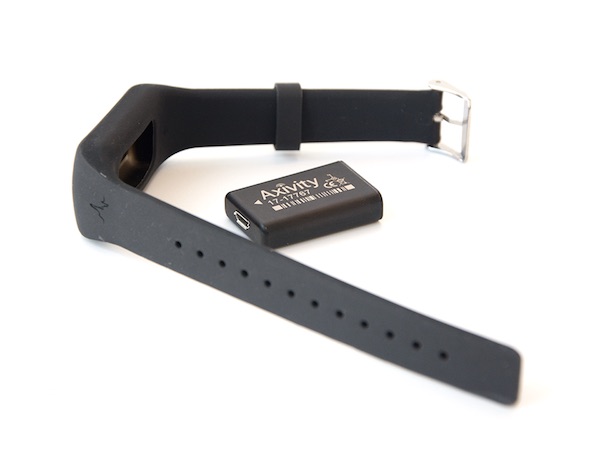 Axivity AX3 research accelerometer with a wrist band
